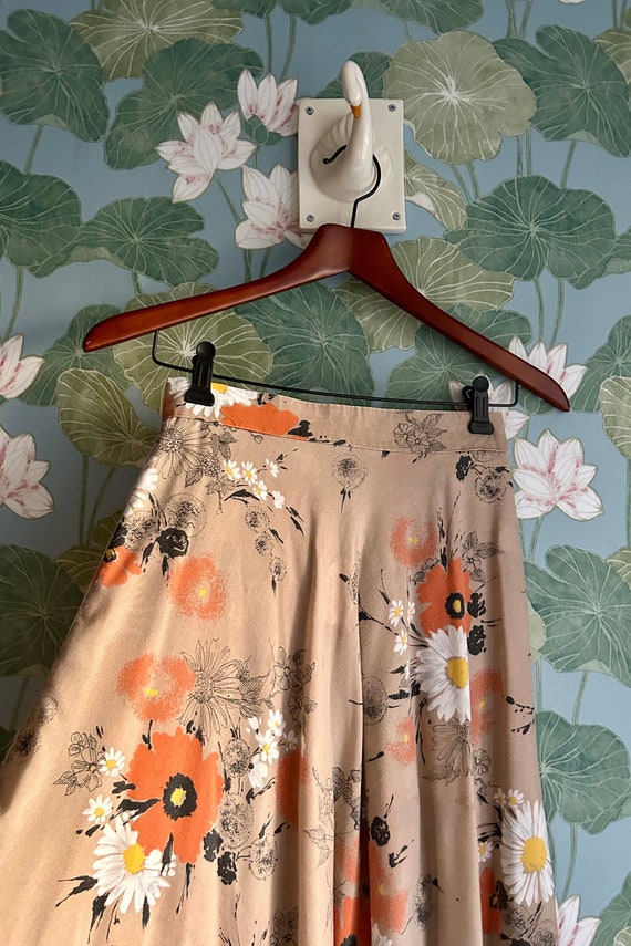 Vintage Tan Floral Skirt, 25W - Etsy