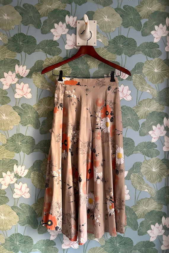 Vintage Tan Floral Skirt, 25W
