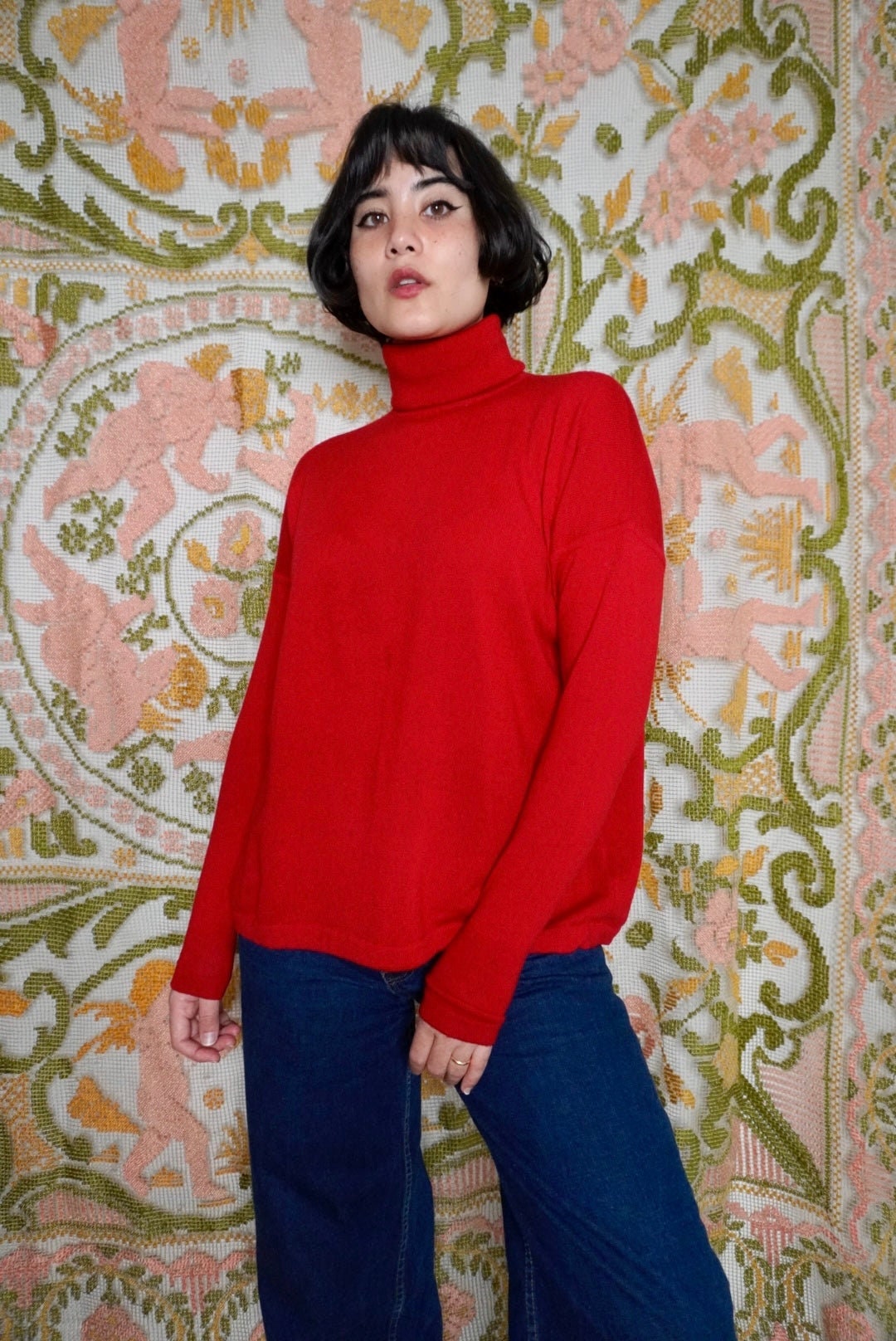 Bright red shop turtleneck sweater