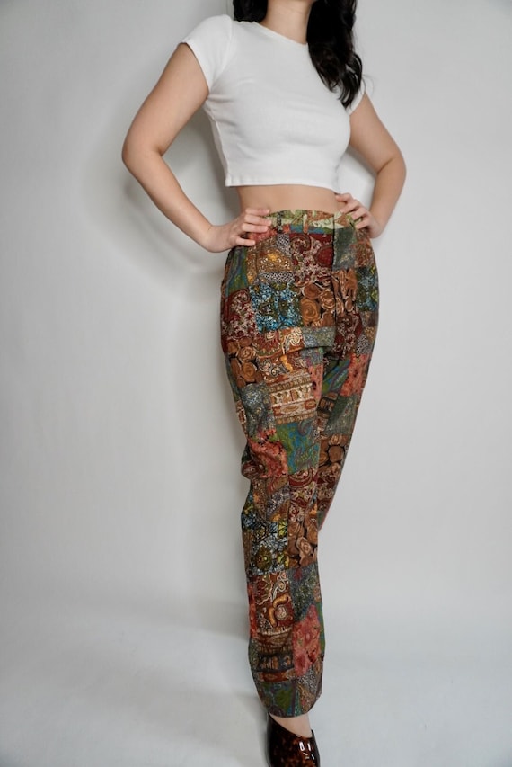 Vintage Custom Patchwork Quilt Pants, 37W - image 1