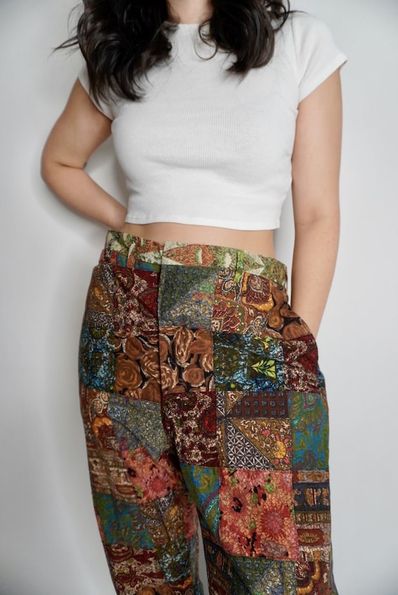 Vintage Custom Patchwork Quilt Pants, 37W - image 2