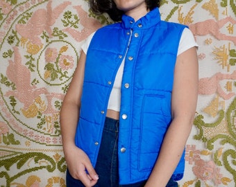 Vintage Bright Blue Puffer Vest, M