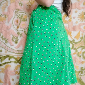 Green Cotton Midi Skirt, S