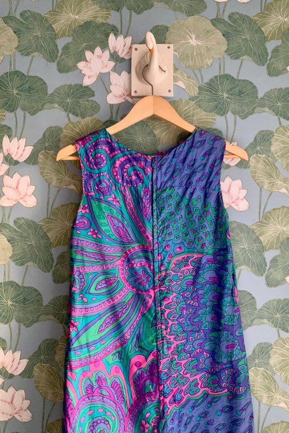 Vintage Paisley Silk Maxi Dress, S-M - image 6