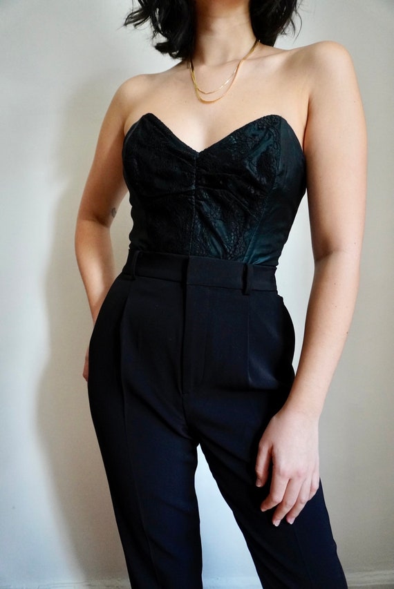 Vintage Patricia Fieldwalker Green Silk Corset Top