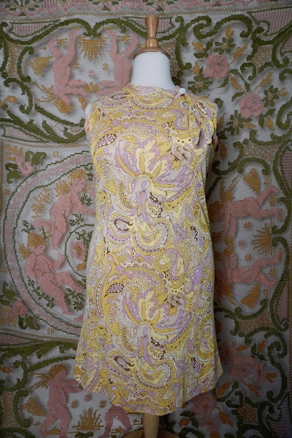 Vintage Paisley Shift Dress, L-XL