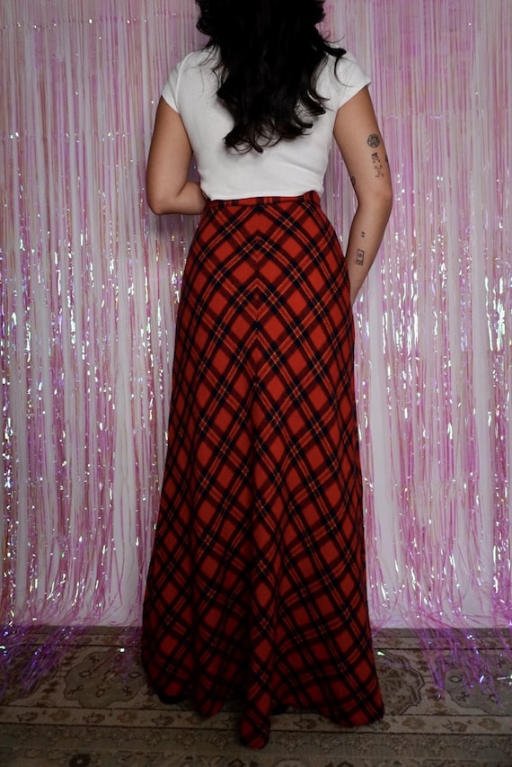 Red Plaid Maxi Skirt, 25W - image 7