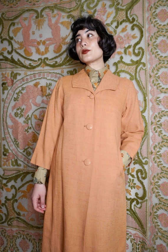 Vintage Pumpkin Raw Silk Coat, S-M