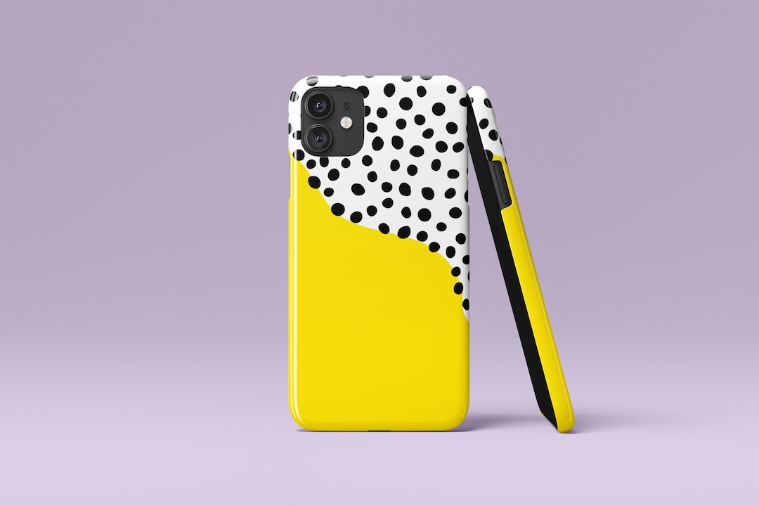 Coque iPhone 13 jaune coque iPhone 12 pointillée coque - Etsy France