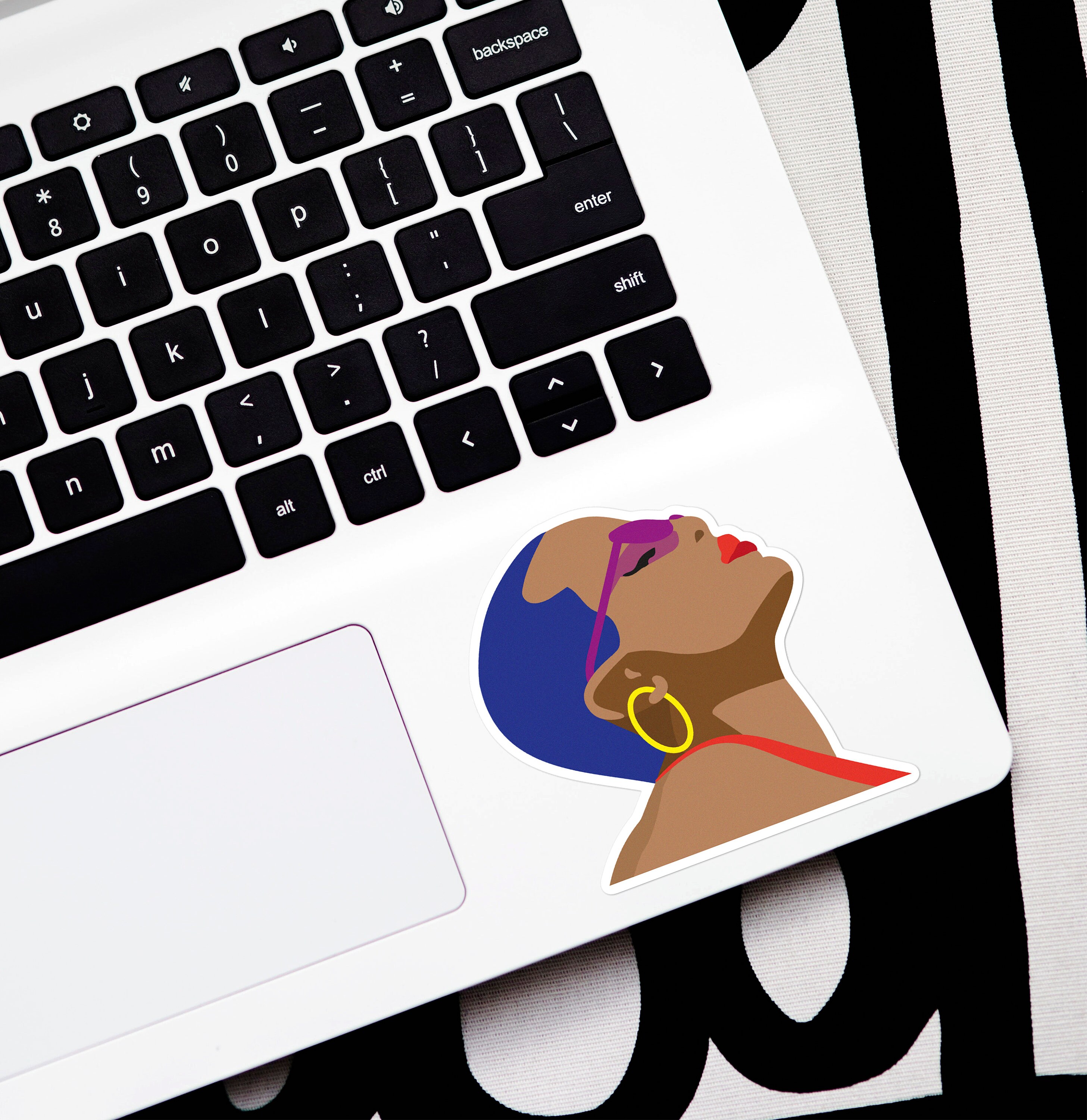 Woman On Computer Sticker Computer stickers girl sticker black woman phone case | Etsy