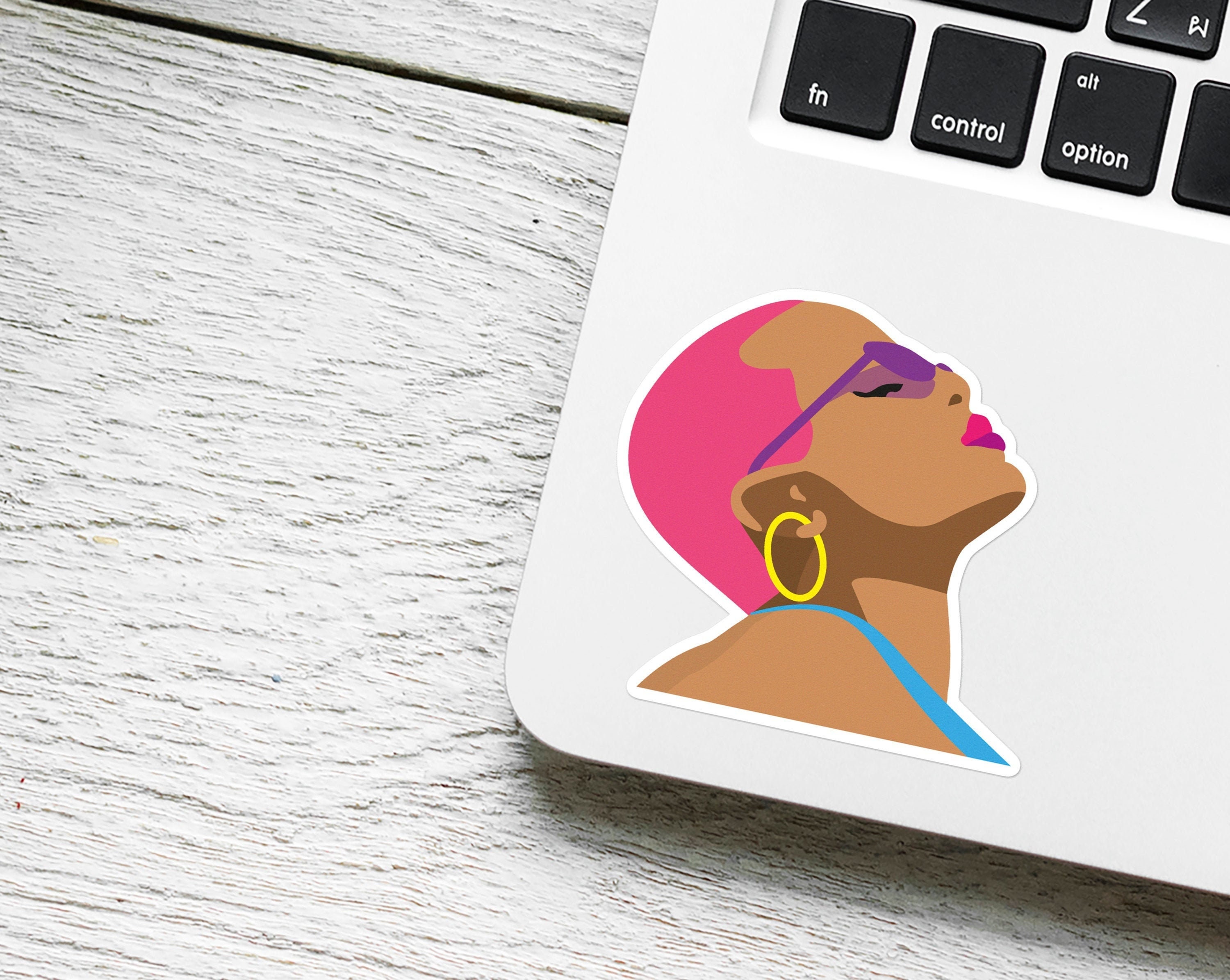 Woman On Computer Sticker Computer Stickers Girl Sticker Black Woman Phone Case - Etsy
