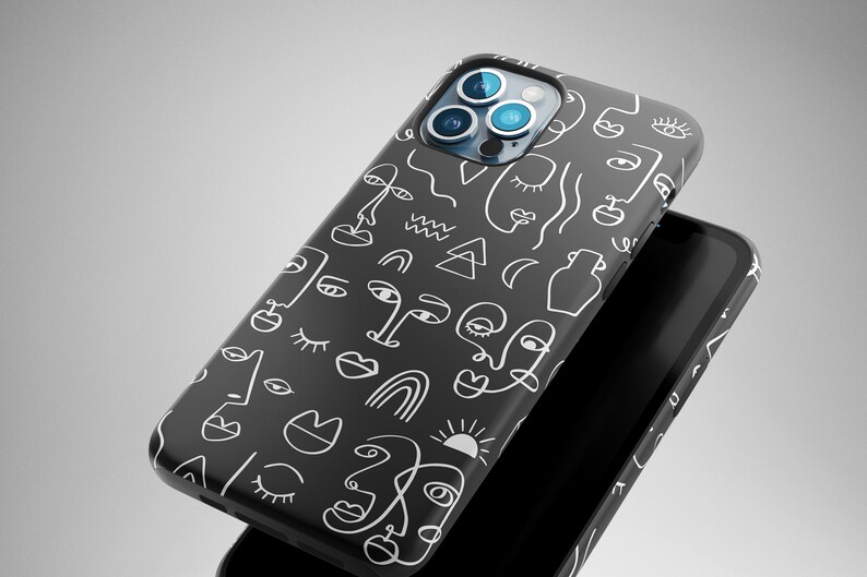 Iphone 13 Pro Black Case Abstract Face Iphone 12 Pro Max Etsy