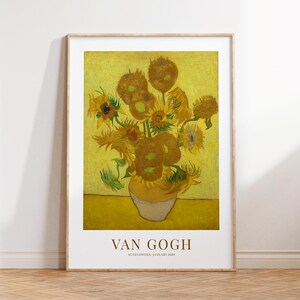 Vincent Van Gogh Poster Vincent Van Gogh Sunflowers Museum Poster Vincent Van Gogh Gallery Wall Art Print