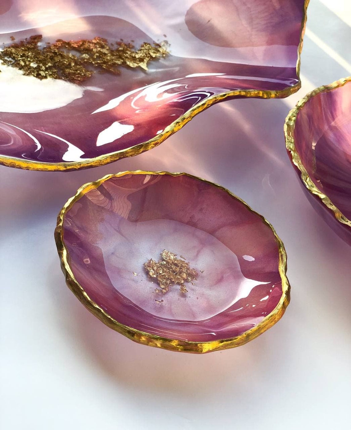 Set Young rose epoxy resin bowl kitchen Etsy