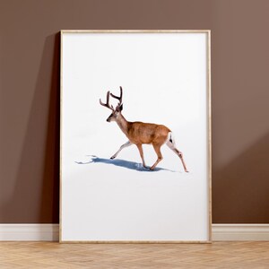 Deer Poster Deer Wall Decor Deer Painting Vintage Deer Art Minimalism Deer Print Animal Print Winter Picture Animal Wall Art