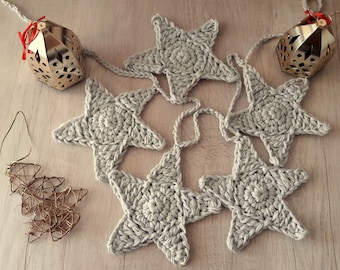 Crochet Pattern, Star garland crochet pattern, Christmas Crochet garland, DIY crochet ornament pattern, crochet star pattern, crocheted star