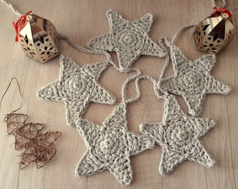 Crochet Pattern, Star garland crochet pattern, Christmas Crochet garland, DIY crochet ornament pattern, crochet star pattern, crocheted star