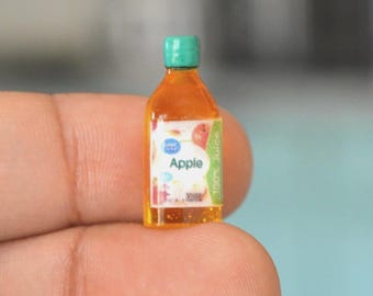 1:12 Scale Dollhouse Miniature Apple Juice Bottle, Realistic Resin Drink, Kitchen Food Accessory
