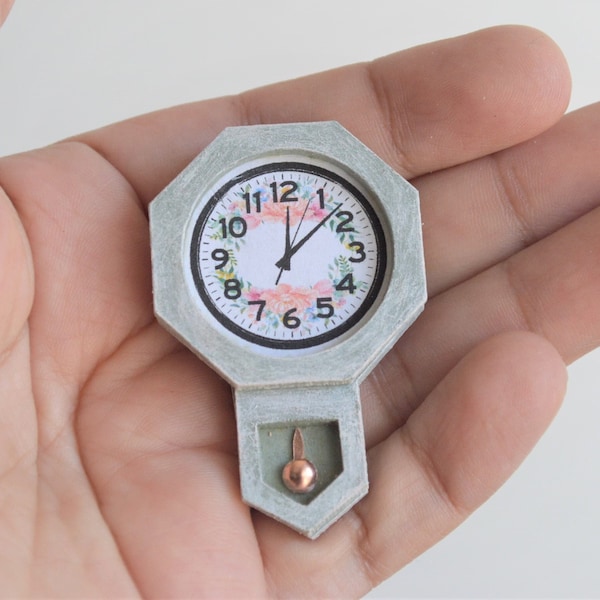 Miniature Clock  for Dollhouse, Modern Wall Clock, Miniature Clock, 12th Scale Clock
