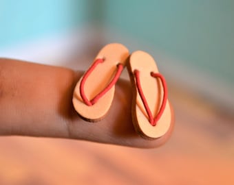 Handmade Dollhouse Miniature Flip Flops, 1:12 Scale