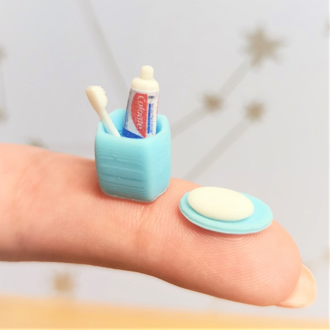 Dollhouse Miniature Toothbrush and Toothpaste Cup Soap Bathroom