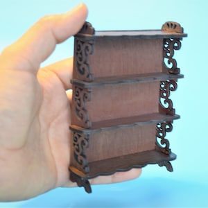 Dollhouse Miniature Bookshelf  Display Shelf Handcrafted Wood  3 1/2 " x 4 1/2" 1:12 scale