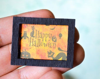 Miniatur-Puppenhaus-Halloween-Schild 1:12 Maßstab Happy Halloween-Rahmen