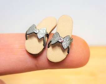 Handmade Dollhouse Miniature Flip Flops, 1:12 Scale