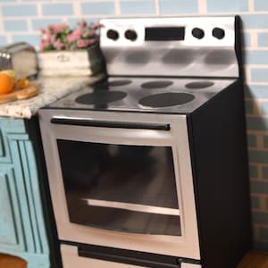 1:12 Scale Dollhouse Miniature Stove | Modern Kitchen Appliance | Miniature Electric Oven with Opening Door | Handmade
