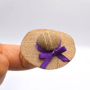Dollhouse Miniature Hat with Bow, 1:12 Scale Mini Hat  - Choose your Bow Color