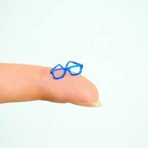 Miniature Glasses 1:12 Dollhouse Blue Handmade 2 pices Eyewear Eye Glasses One Inch Scale