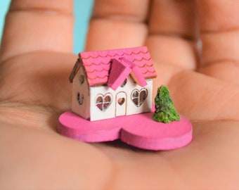 Dollhouse Miniature Valentines Day Pink Love House