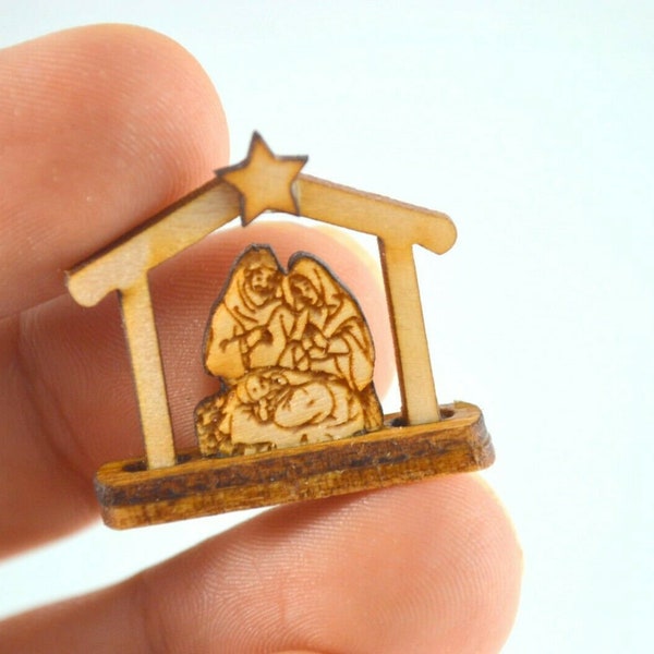 Miniature Dollhouse Christmas Nativity Wood Scene Home Decor Scale 1:12