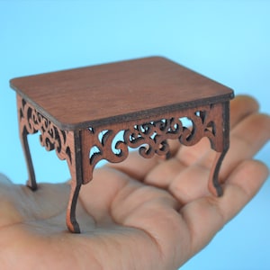 Dollhouse Miniature Coffe Table Handcrafted Wood  1:12 scale