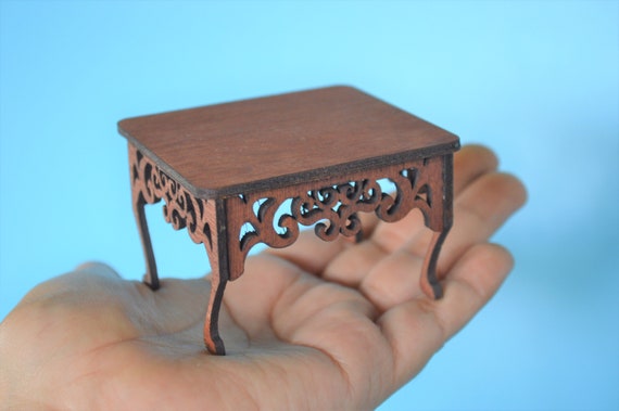 Dollhouse Miniature Coffe Table Handcrafted Wood  1:12 scale
