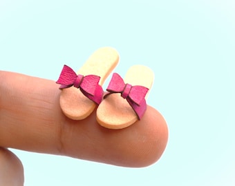 Handmade Dollhouse Miniature Flip Flops, 1:12 Scale
