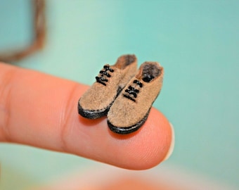 Miniature Shoes 1:12 Scale Dollhouse Handcrafted Brown