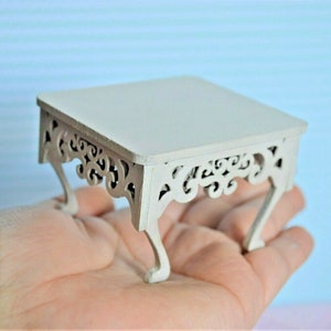 Puppenhaus Miniatur Tisch Handarbeit Weiß 1:12