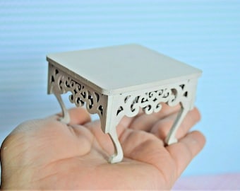 Dollhouse Miniature Table Handcrafted White  1:12 scale