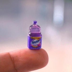 Dollhouse Miniature Lavender Cleaner Bottle, 1:12 Scale Household Item