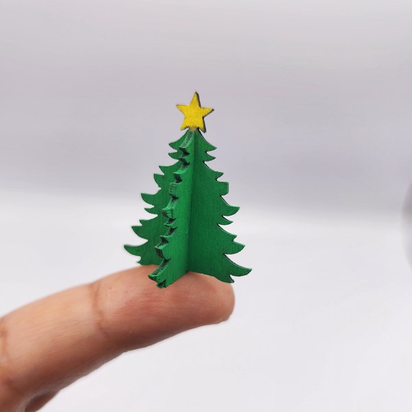 Dollhouse Miniature Christmas Wood Tree Holiday Decoration 1:12 Scale