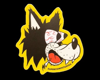 Wolfman sticker, 3x3in, vinyl stickers, die-cut sticker, illustration, vinyl,  sticker art