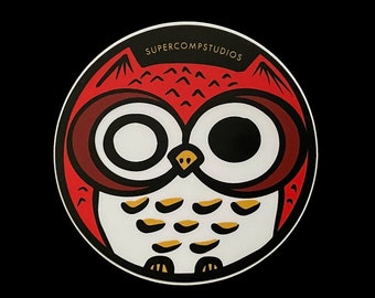OWL, 3x3in, vinyl stickers, die-cut sticker, illustration, vinyl, sticker art