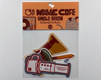 3rd Wave Coffee, Single Origin, Sticker Pack | 3 vinyl stickers, die-cut sticker, illustration, vinyl, sticker art