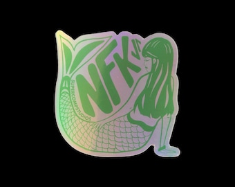 NFK Mermaid, 3x2.95in. Holographic vinyl stickers, die-cut sticker, Holographic, Holographic Sticker. Norfolk, Norfolk VA, NFK