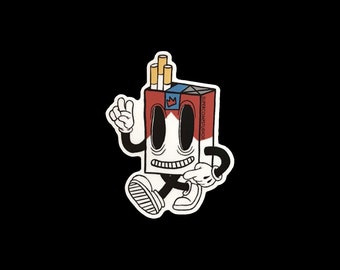 Smokin Johnny Sticker, 2.5 x 3 sticker, Vinyl Sticker, Stickers, Die-Cut Sticker, Illustration, Vinyl, Sticker Art, cigarette, Smoking, Art