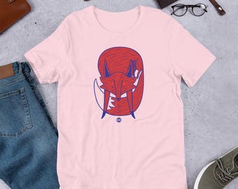 Fight Fox - Print on demand Graphic Tee, illustration T-shirt, Unisex Tshirt, Red and Blue shirt.