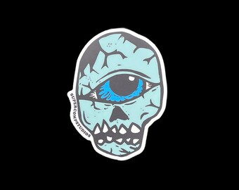 Cyclops 3x2in | vinyl stickers, die-cut sticker, illustration,  sticker art