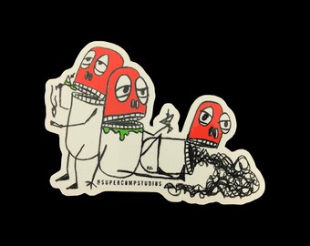 Pill Guys, Sticker, 4 x 3 sticker, vinyl stickers, die-cut sticker, illustration, vinyl, sticker art