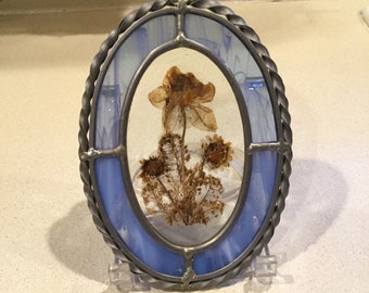 Stained Glass Suncatcher with Pressed Dried Flowers